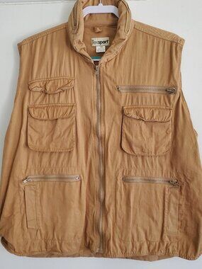 Vintage 90s Texsport Riverwear Multi-Pocket Fishing Utility Vest Tan Men's XXL